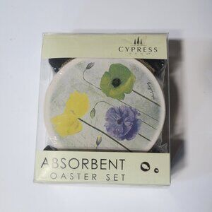 Cypress Home Floral Coaster Set - Yellow, Green, Blue